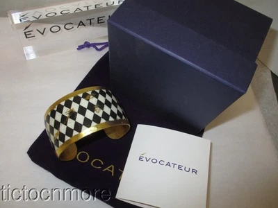 DESIGNER EVOCATEUR HARLEQUIN BLACK WHITE CUFF BRACELET B&W 121-5 RETIRED NOS - Image 1 of 4