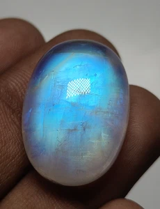 Sehr selten 6A Qualität natürlicher Regenbogen Mondstein hervorragendes Feuer ovale Form Edelsteine 18x25 - Bild 1 von 13