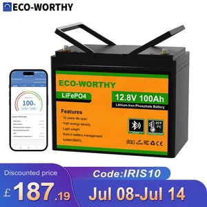 ECO-WORTHY 12V 100Ah LiFePO4 Lithium Battery 15000 Cycles Solar System RV Marine - Picture 1 of 9