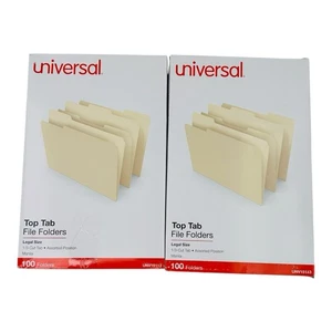 200 Folders Universal Legal Size Manila File Folders 1/3 Cut Top Tab - Picture 1 of 9