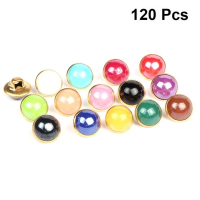 120 Pcs Pearl Buttons 10mm Small Pearl Dome Mixed Color Copper Base Buttons for - Image 1 of 4