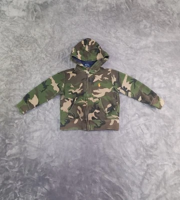 Polo Ralph Lauren Sudadera con Capucha Niños Talla 2/2T Camuflaje Forrado de Vellón Cremallera Completa Naranja Logo C28 Foto 1 de 4