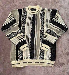 Vintage 90's Protege Collection Coogi Style 3D Knit Sweater Biggie Cosby Sz L - Picture 1 of 7