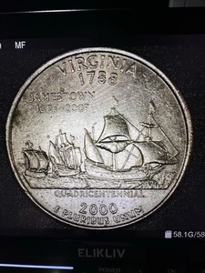 DDOR 2000-P Virginia State Quarter Completely Doubled #17 - Picture 1 of 21