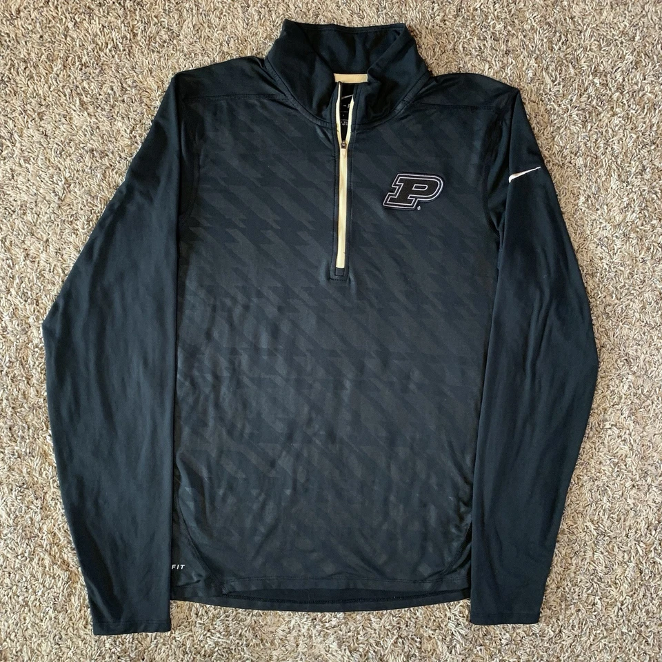 Nike Purdue Boilermakers Shirt Mens Small Black Golf Pullover 1/4 Zip Dri-Fit - Image 1 of 4