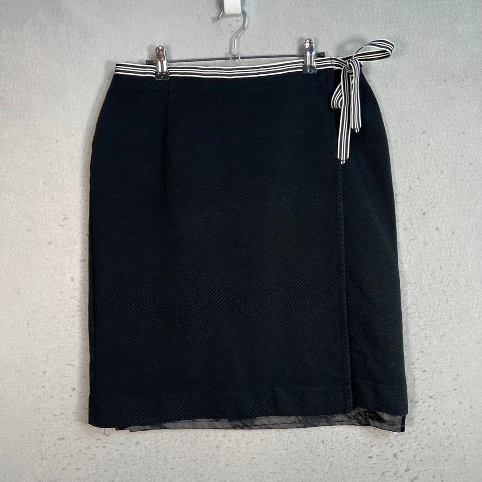 Falda lápiz Pendleton negra para mujer talla 14 con cintura a rayas y lazo Foto 1 de 4