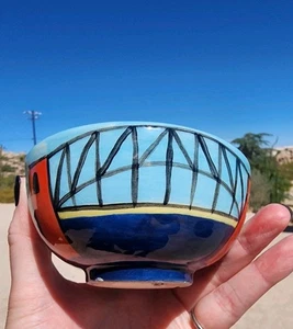 Ciotola ceramica studio australiano fatta a mano "Corso del Oz" ponte dipinto a mano - Foto 1 di 17