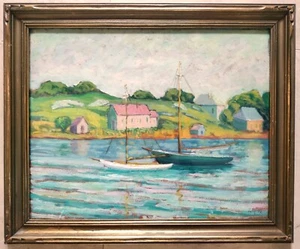 Pintura al óleo de paisaje marino náutico Jacob Reiss (1885-1965) a bordo de Cape Cod - Imagen 1 de 16