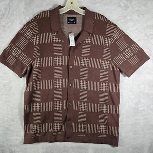 Abercrombie & Fitch Men’s Polo Shirt Button Up Knit Sweater Size XL Brown NWT - Picture 1 of 8