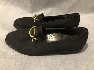Salamander Lurchi Women's Sz 8 Black Patent Leather Loafer Gold Hardware - Picture 1 of 8