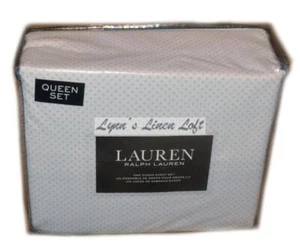 JUEGO DE SÁBANAS 4 PIEZAS RALPH LAUREN GRIS DIAMANTE LUNARES REINA NUEVO ALGODÓN GRIS - Imagen 1 de 4