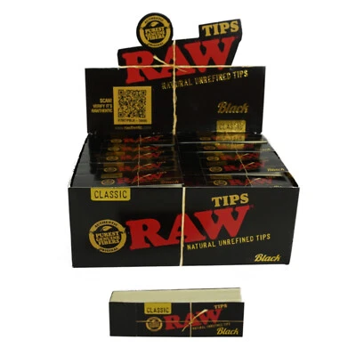RAW Rolling Paper Filter Tips Genuine Booklets Classic Black Smoking Roaches