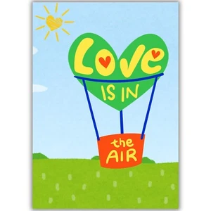 Cute Valentine's Day Card, Love Is In The Air Illustration, For Girlfriend, Wife - Picture 1 of 8