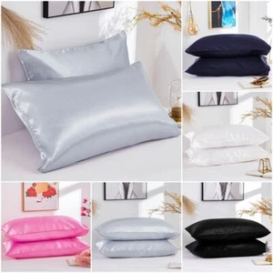 Real Satin Silk Pillowcase Luxurious Standard Queen King Home Bedding Cover Soft - Picture 1 of 17