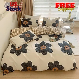 Boho Floral Comforter Set Queen Women Girls Black Sunflower Bedding Comforter Se - Picture 1 of 8