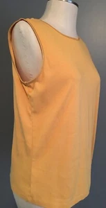 Christopher Banks Silk Trim Mustard Color Sleeveless Cotton Knit Tank Top Large - Picture 1 of 7