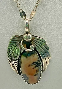 Colgante de jaspe con cuadro de plata esterlina Nelson nativo americano con cadena única - Imagen 1 de 12