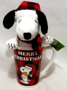 NEW PEANUTS - 8" SNOOPY PLUSH & MERRY CHRISTMAS C0FFEE CUP / MUG CHARLIE BROWN - Picture 1 of 4