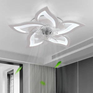 Modern Ceiling Fan with Light LED Flush Mount Ceiling Fan Light Living Room Lamp - Picture 1 of 11