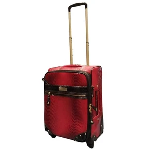Samantha Brown Classic Croc Embossed Spinner Wheeled Luggage Pink/Black - Picture 1 of 17