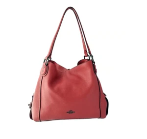 Coach Edie Turnlock 57125 Washed Red Triple Compartment Shoulder Bag - Picture 1 of 12