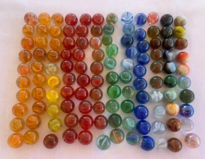 Vintage Murmeln Wirbel 120 Stück gemischt einige Glas Katzenauge bunt - Bild 1 von 14