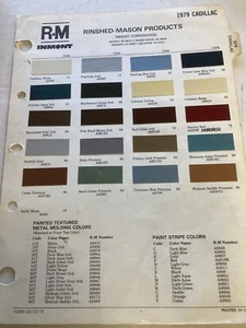 1979 CADILLAC R & M, Exterior Paint Color Chip Chart Sheet - Picture 1 of 1