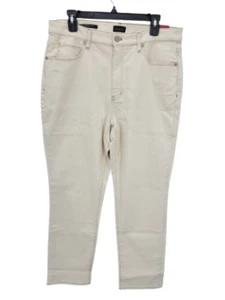 Talbots Pants Womens 12 Ivory Straight Leg Curvy Denim Hir Rise Stretch Denim - Picture 1 of 11