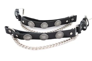 Men Boot Black Faux Leather 2 Straps Bracelet American Eagle Charms Dollar Coin - Picture 1 of 24