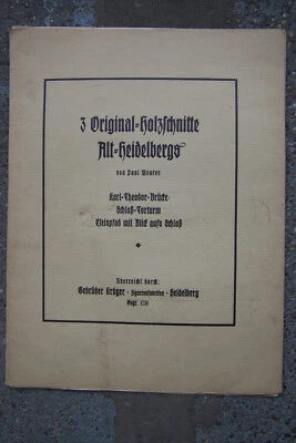 3 original holzschnitte alt heidelberg paul meurer karl theodor brücke schloß  - Bild 1 von 4