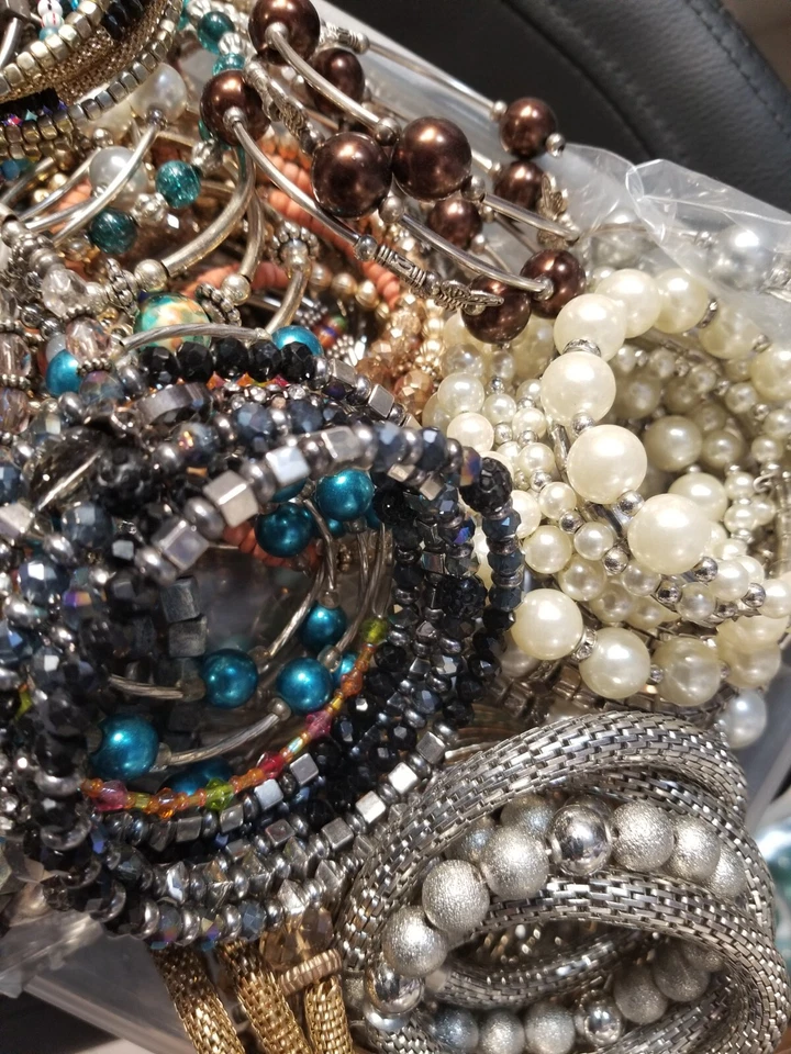 Lot Random Mix Bracelets rhinestone cuff stretch enamel Wrap Bead Gold silver Pl Foto 1 de 1