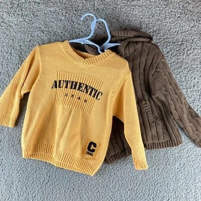 Лот из двух свитеров для мальчика Covington шикарный детский размер 18 месяцев коричневый желтый - Изображение 1 из 4