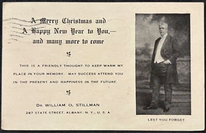 Albany NY~Dr. Postal William O. Stillman 1914 Feliz Navidad y Feliz Año Nuevo - Imagen 1 de 3