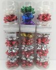 30 Mini Bows Shimmer Shiny Red Silver White Variety Colors Holiday Time