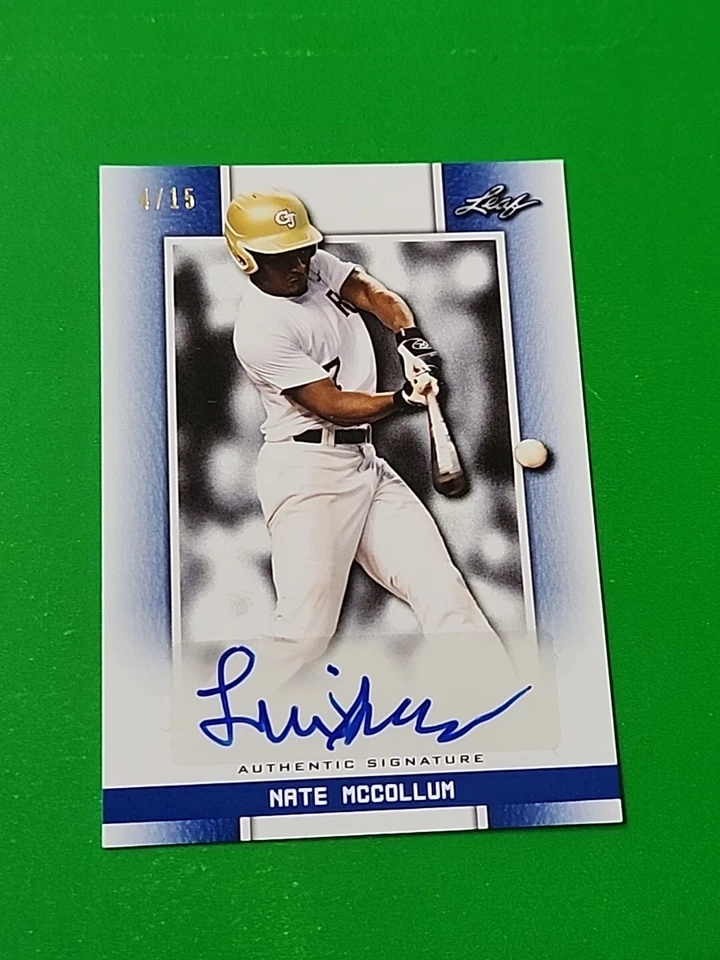 Nate McCollum 2019 Leaf Perfect Game NS Blue Auto 4/15 - Image 1 of 4