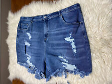 Almost Famous Distressed Ripped Blue Jean Shorts BeltLoops 5-Pocket Plus SIZE 24