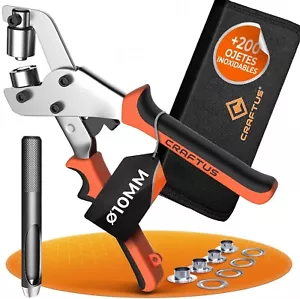 CRAFTUS® Remachadora ojales con 200 ojetes metálicos (Ø10mm) I Alicates de ojale - Imagen 1 de 8