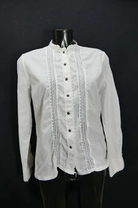 Gr.40 Trachtenbluse weiß Bluse echt 80er Vintage von Wallmann mit Spitze - Bild 1 von 4
