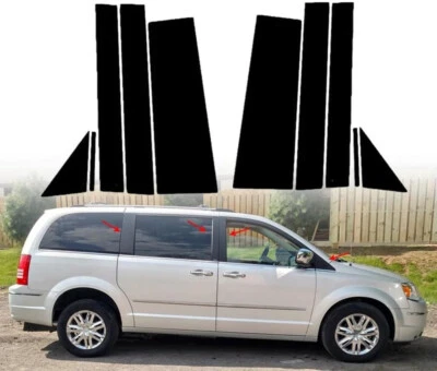 Cubiertas de poste de pilar negras brillantes para Chrysler Town & Country 2008-2016 10 piezas Foto 1 de 4