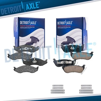 Front & Rear Ceramic Brake Pads w/Hardware for 2003 2004 2005 2006 Jeep Wrangler - Image 1 of 4