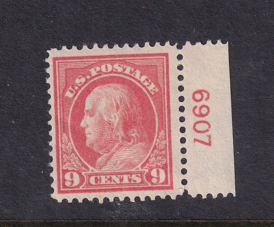 1914 Franklin 9c Sc 415 MHR plate number single Hebert CV $140 (JE - Image 1 of 1