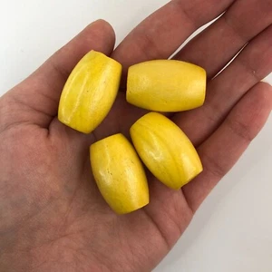 25X Large Macrame Beads 30x20mm Yellow Wood Beads Big 9mm Hole Wholesale - Bild 1 von 6