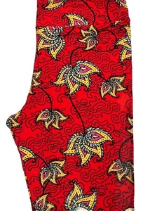Hermosos Leggings LuLaRoe TC Alto y Curvilíneo 12-18 Rojo Rosa Amarillo Teal Cachemira - Imagen 1 de 2