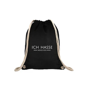 Premium Turnbeutel Gymsack Sportbeutel Damen Herren Ich ... -Schwarz- NEU - Bild 1 von 4