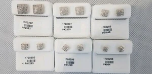 10k Yellow Gold Micro-pave Square Shape Screwback Diamond Earrings Men/ Ladies - Picture 1 of 10
