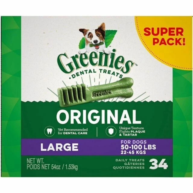 GREENIES Original Large Dog Natural Dental Treats - 54 Oz 34 Count