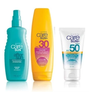Avon Sun Lotion - 3 PACK - SPF30 Lotion / After Sun Spray / SPF50 Face Sun Cream - Picture 1 of 2