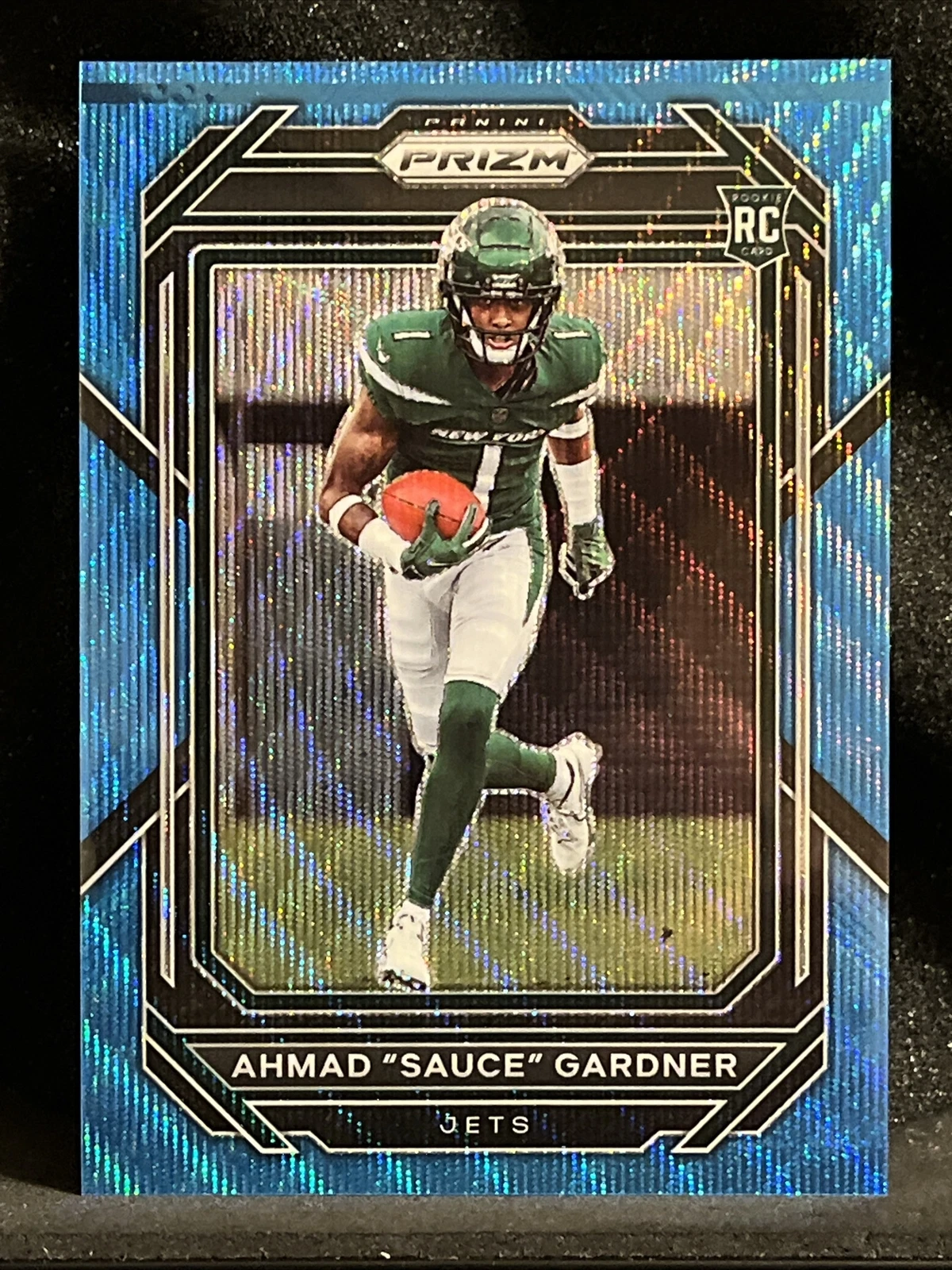2022 Panini Prizm Ahmad Sauce Gardner Blue Wave Prizm/199 New York Jets #341 RC