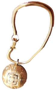 Bettelkugel Kugel Armband goldfarben Schlangenkette Strass hellblau Auru Vintage - Bild 1 von 5