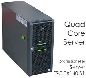 64B 4xCORE Server FSC TX140 S1P SATA RAID 500GB HDD 8GB Remote Management O50 MM - Picture 1 of 1